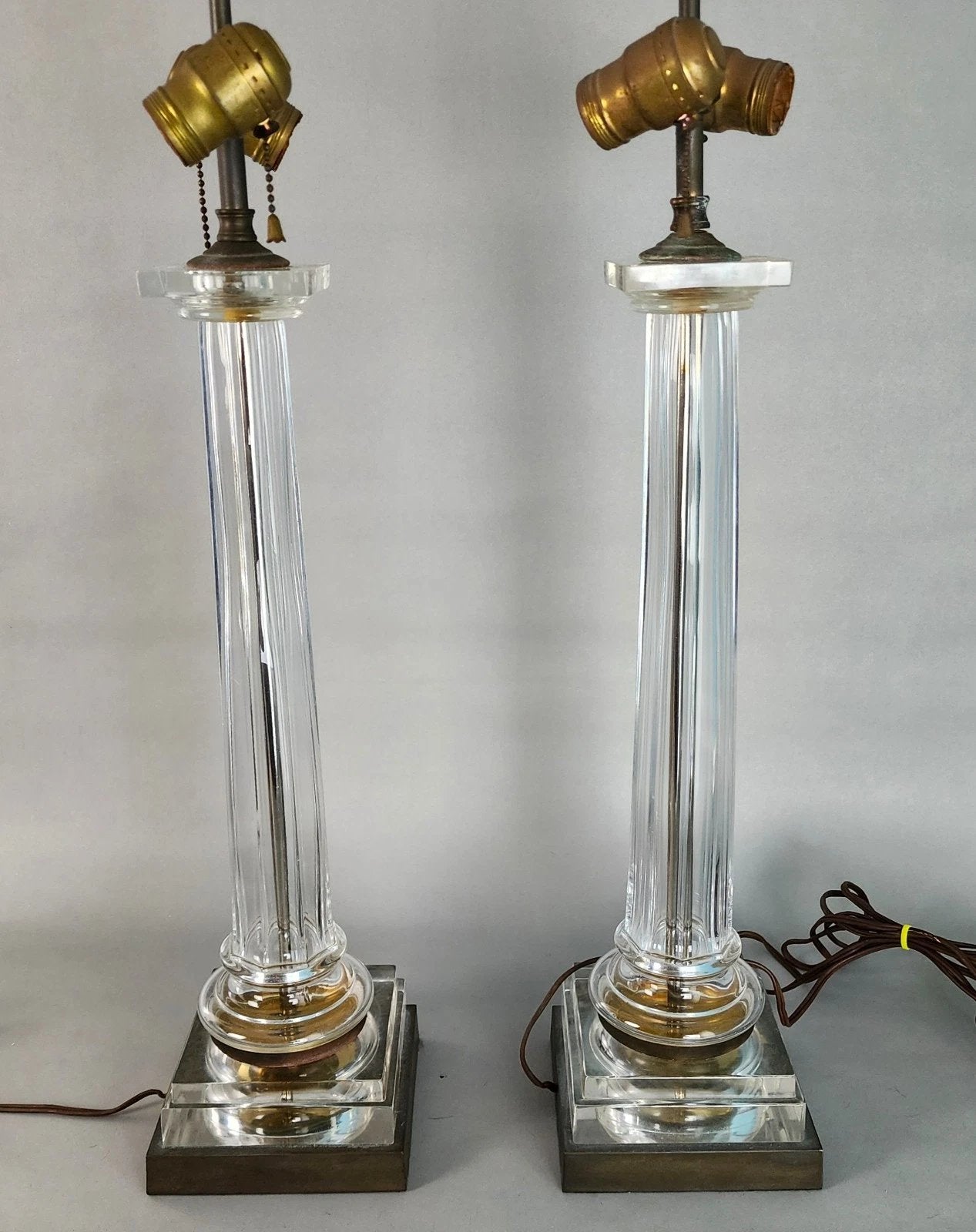 Chapman Italian Column Table Lamps Neoclassical 1970s Pair