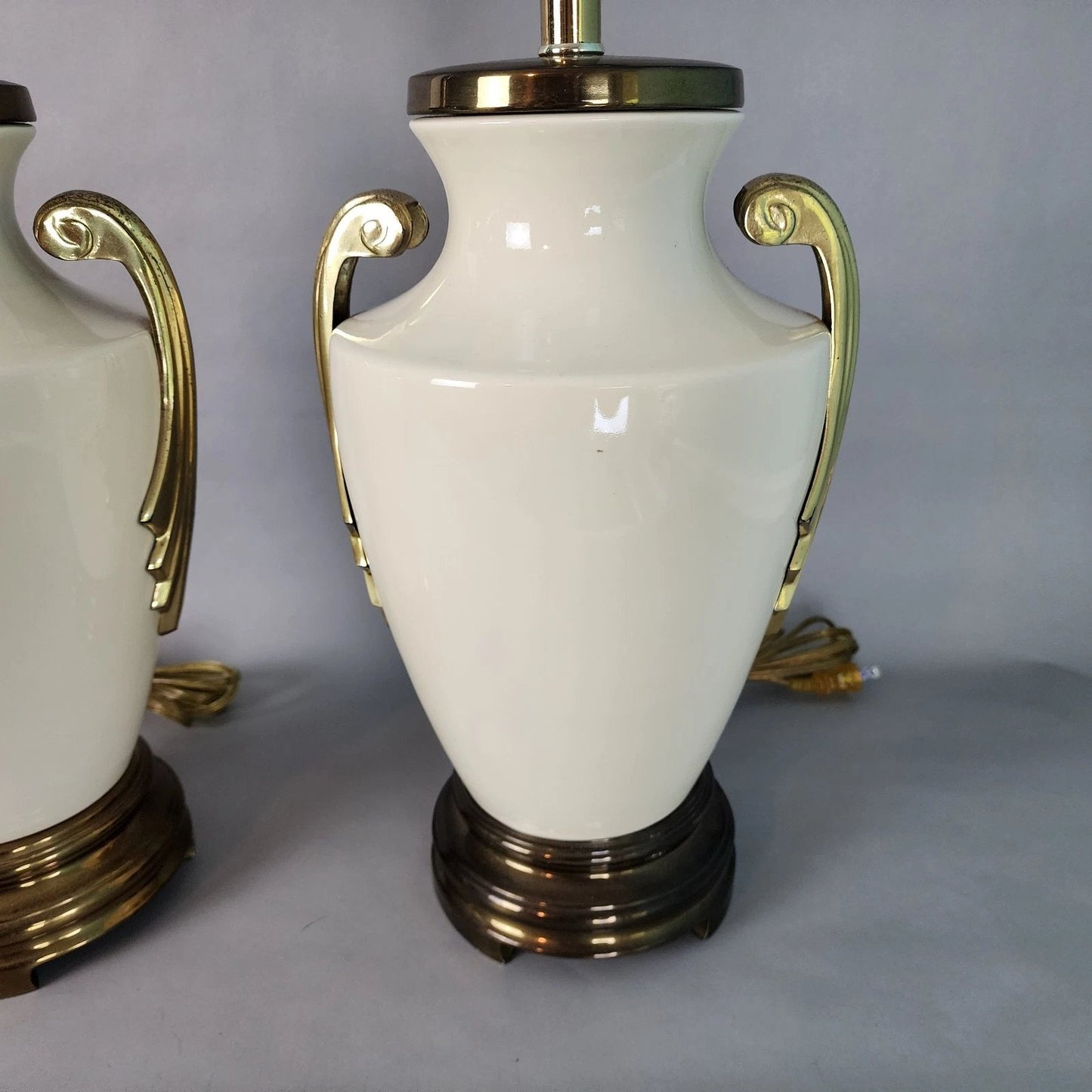 Vintage Art Deco Table Lamps Ceramic Brass A Pair