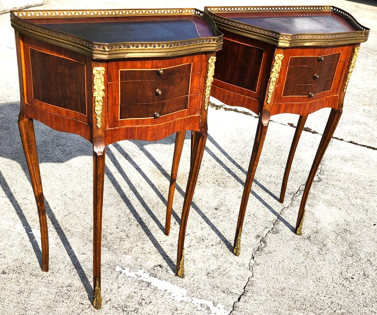 French Louis XV Bedside Tables Nightstands A Pair