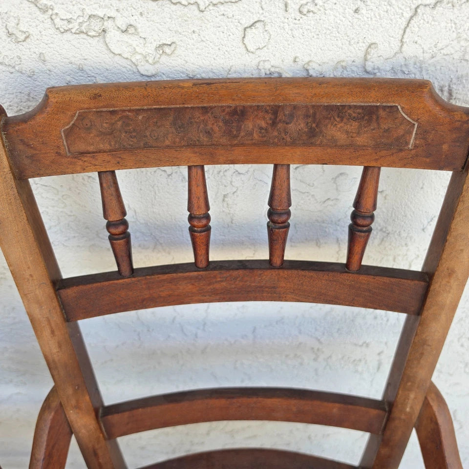 Antique Walnut Victorian Spindle Back Cane Seat Dining Chairs Set of 6