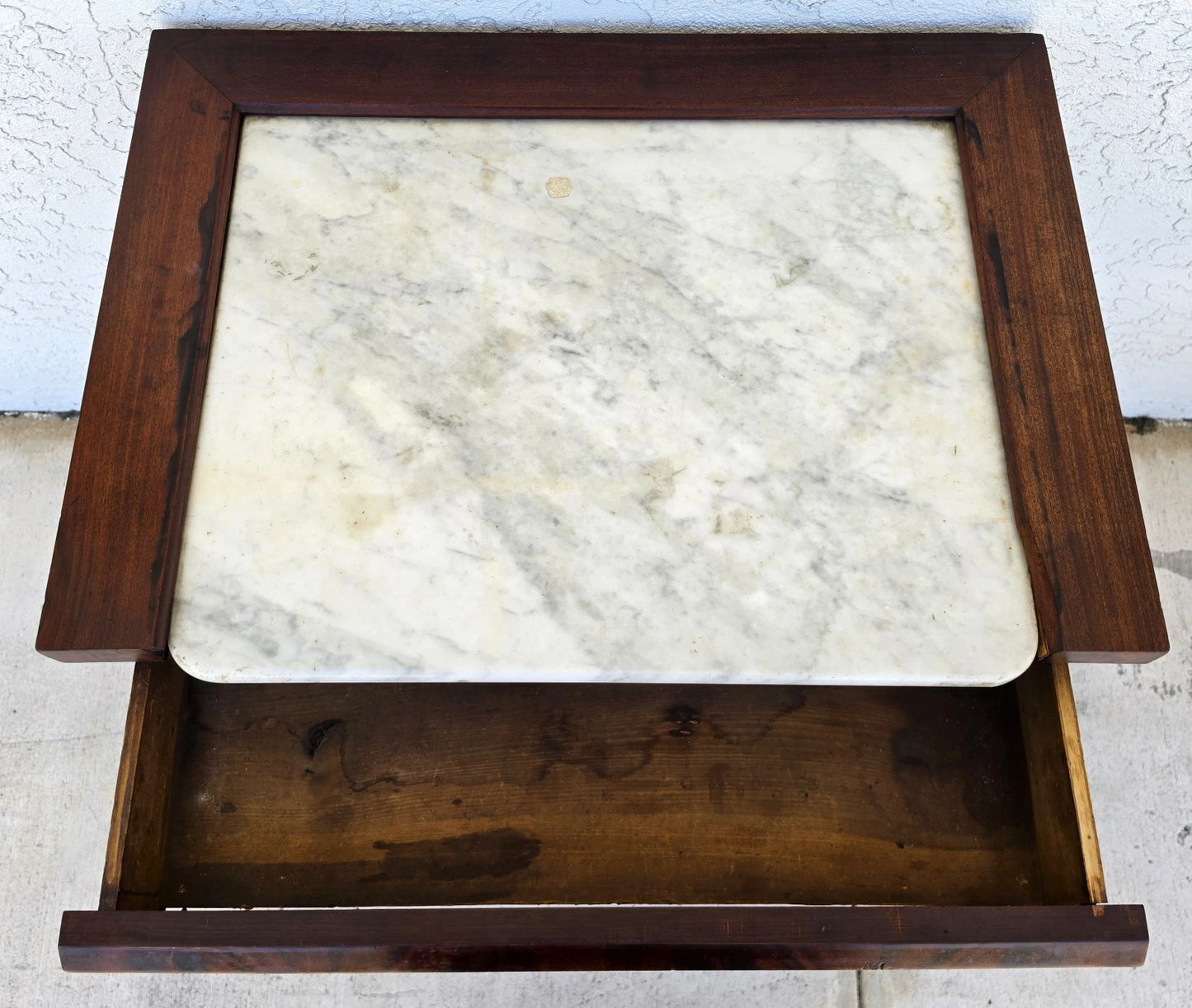19th Century American Empire Flame Mahogany & Marble Cabinet Side Table