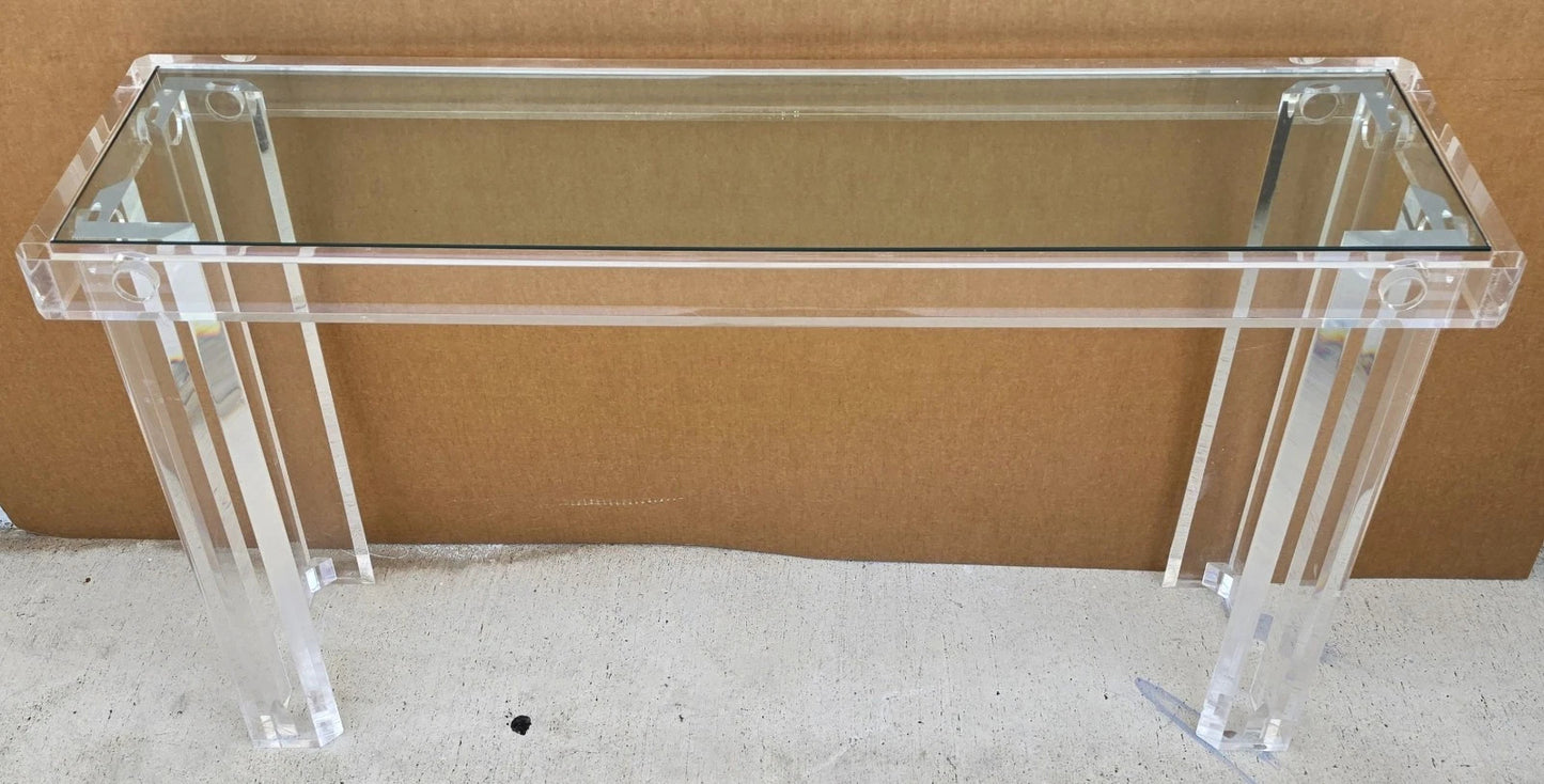 Vintage 1970s Mid-Century Modern Lucite Console Sofa Table