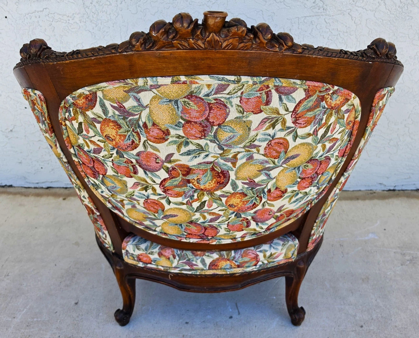 Antique French Regency Rams Heads Walnut Club Lounge Chair