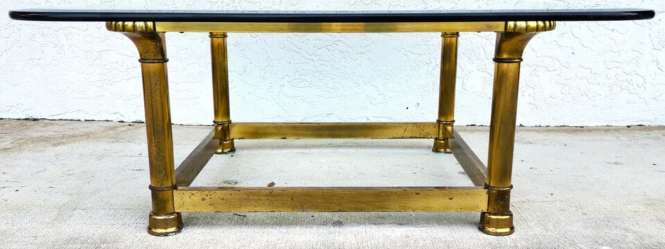Mastercraft Style Coffee Table Brass Glass 1970s