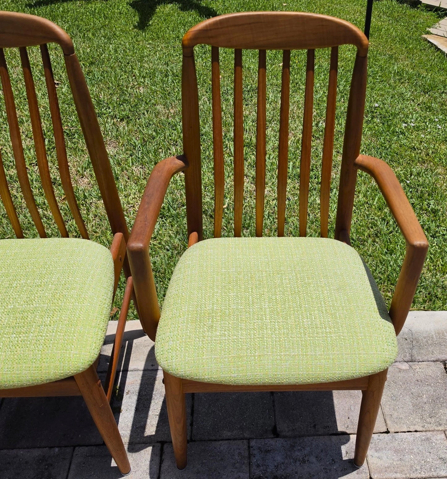 Vintage 1970s Benny Linden Solid Teak Sculptural Dining Chairs Set of 4