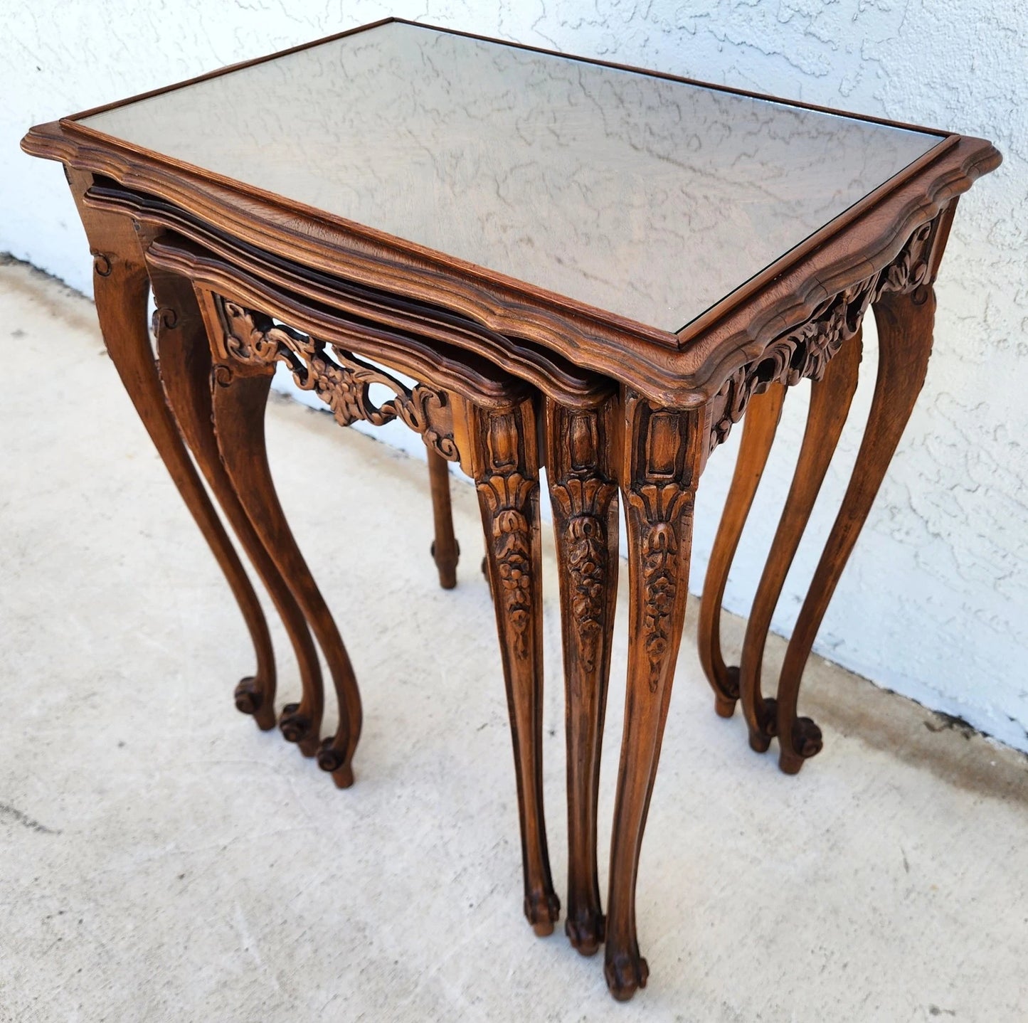 French Nesting Tables Walnut Vintage