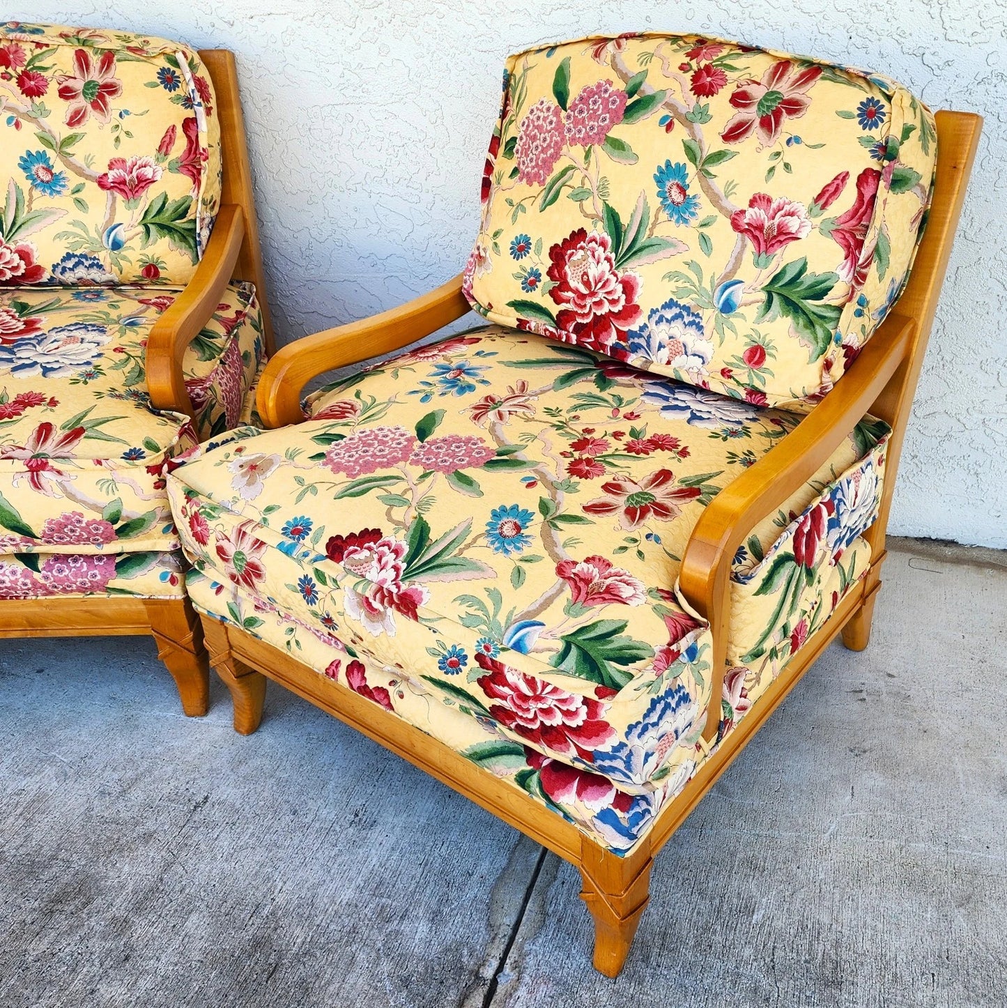 Antoinette Lounge Chairs Tropical Floral Pair