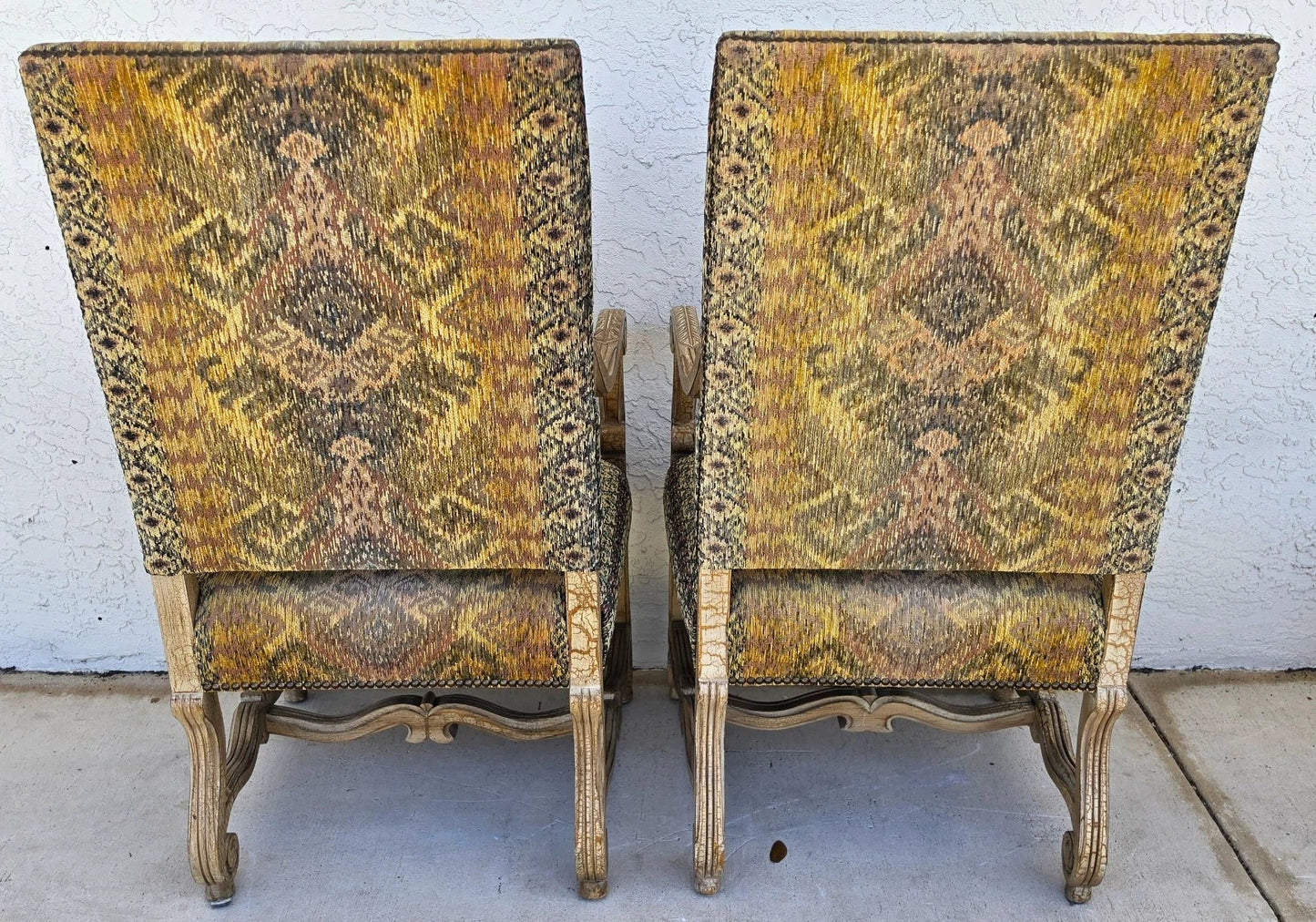 CENTURY FURNITURE French Louis XIII Os de Mouton Armchairs a Pair