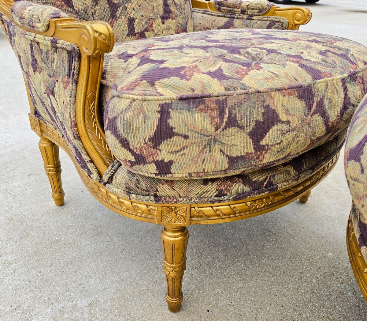 D & D Building NYC French Louis XVI Style Giltwood Oversized Bergère Armchairs