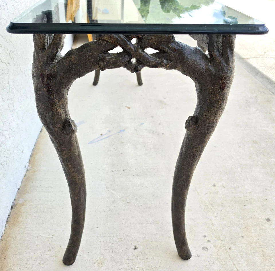 Patinated Bronze Faux Bois Branch Console Table Attributed to Carl Gillberg