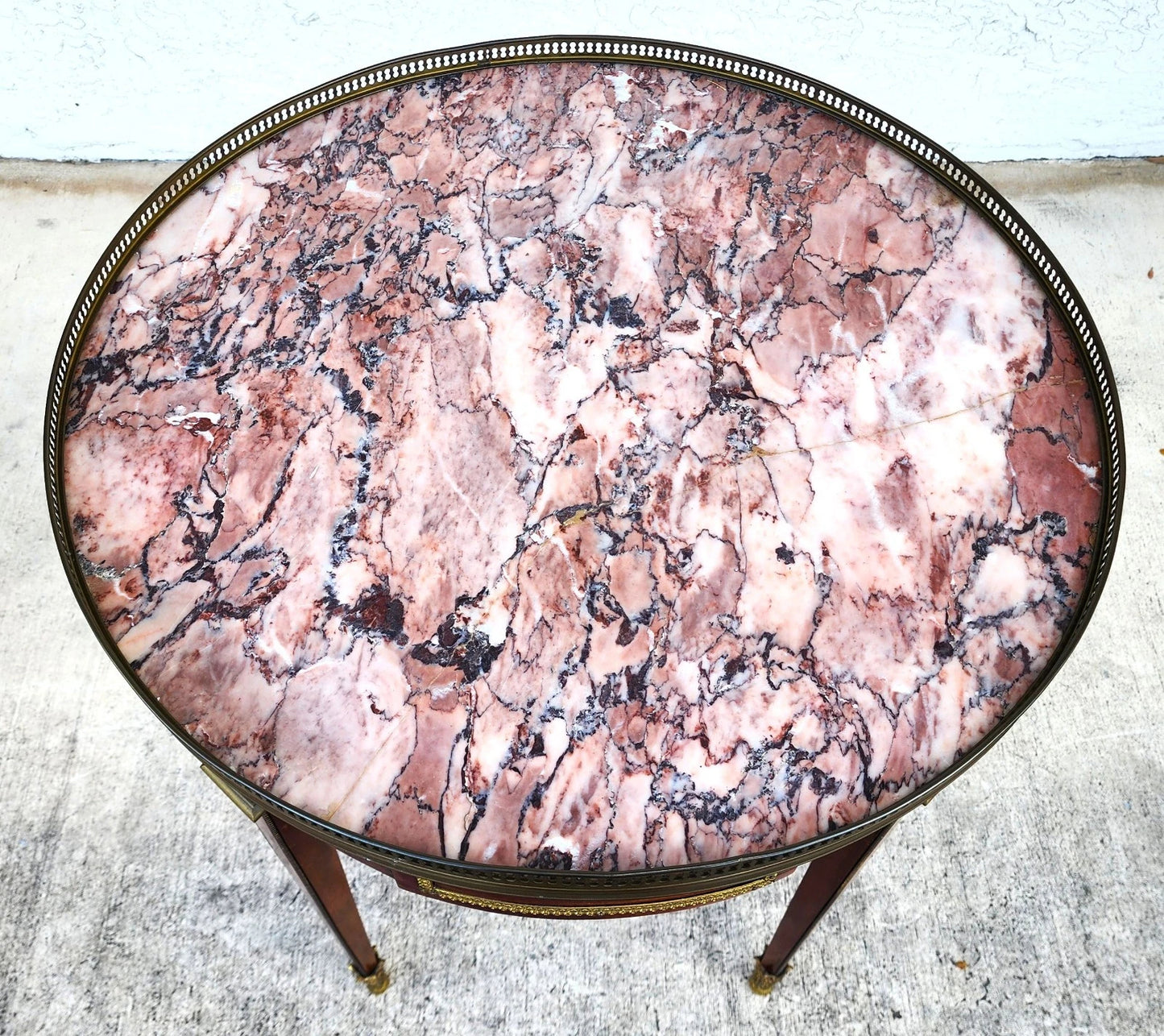 French Louis XVI Bouillotte Table With Rouge Marble Top