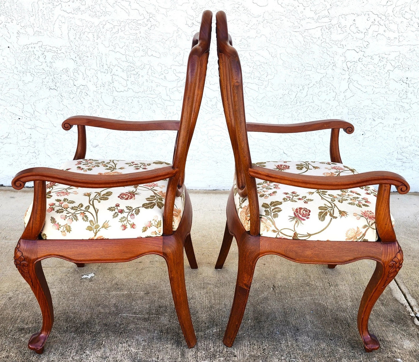 George Zee & Co Hand Carved Rosewood Armchairs A Pair