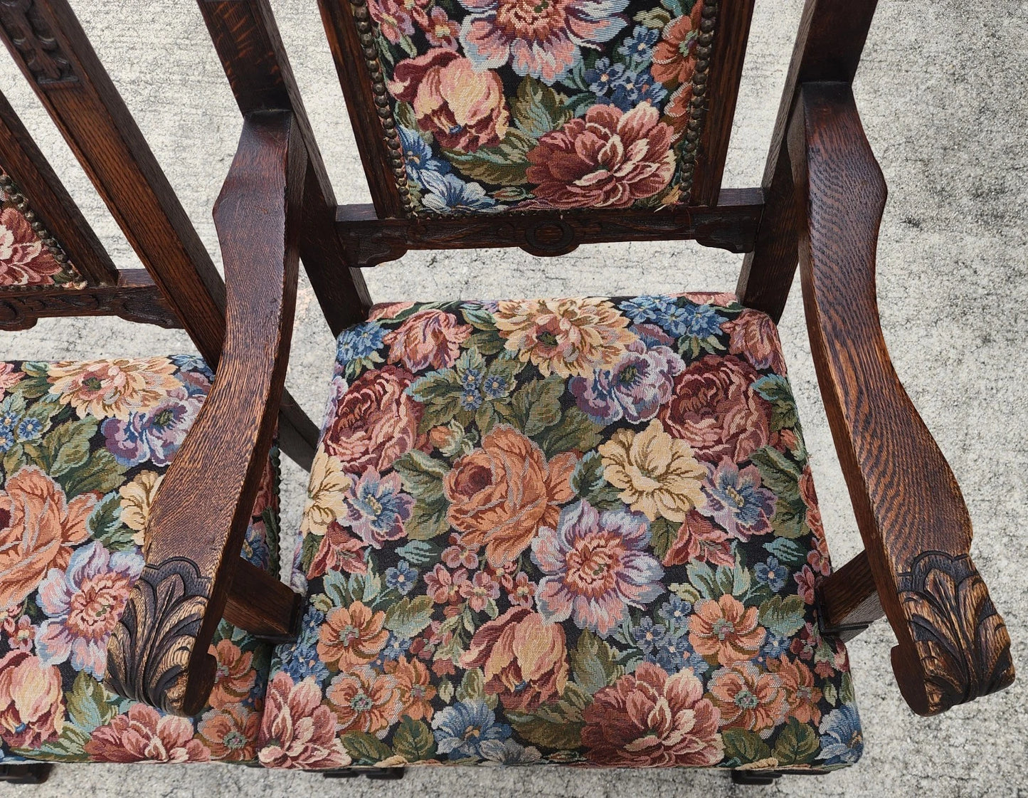 Antique English Oak Dining Chairs 1800s Set of 6
