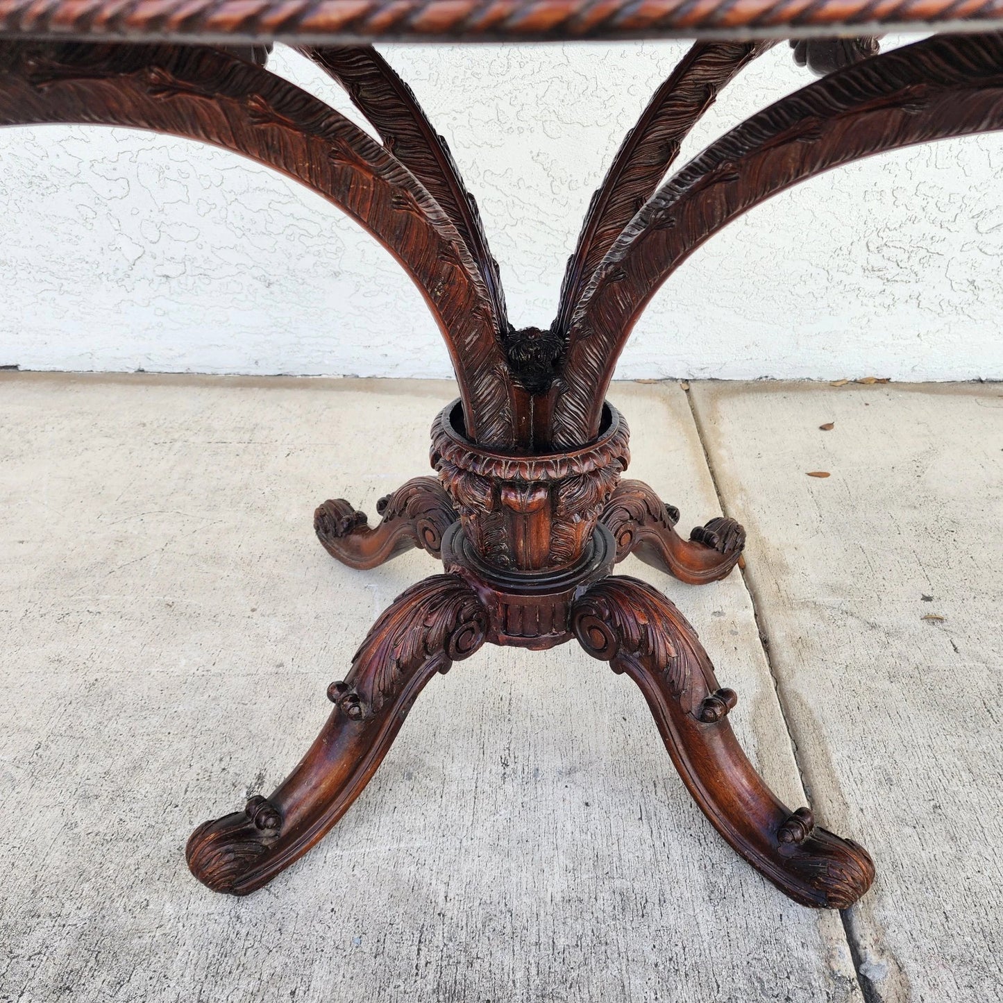 19th Century Empire Revival Center Table Carved Mahogany With Granite Top