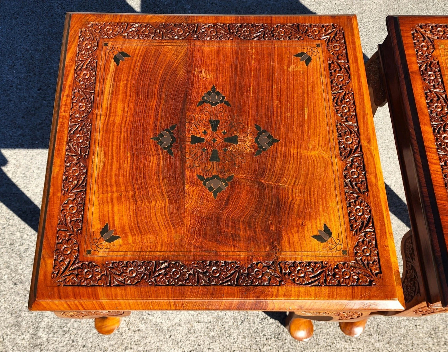 Anglo Indian Walnut Side Tables Pair