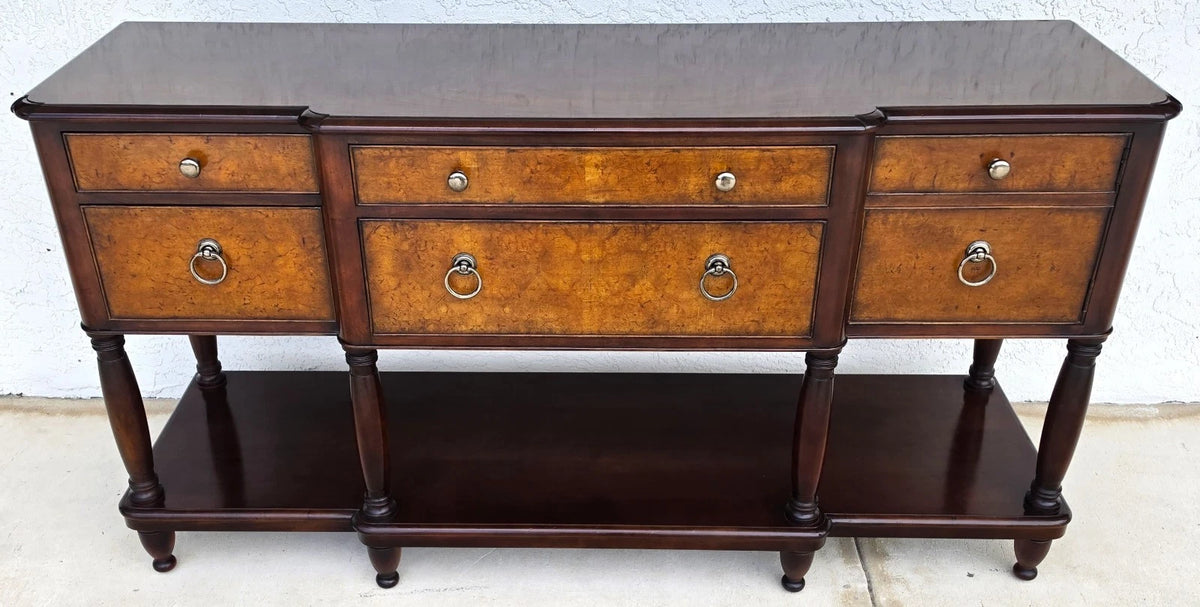 Baker Furniture Italian Provincial Mahogany Burl Wood Sideboard Buffet