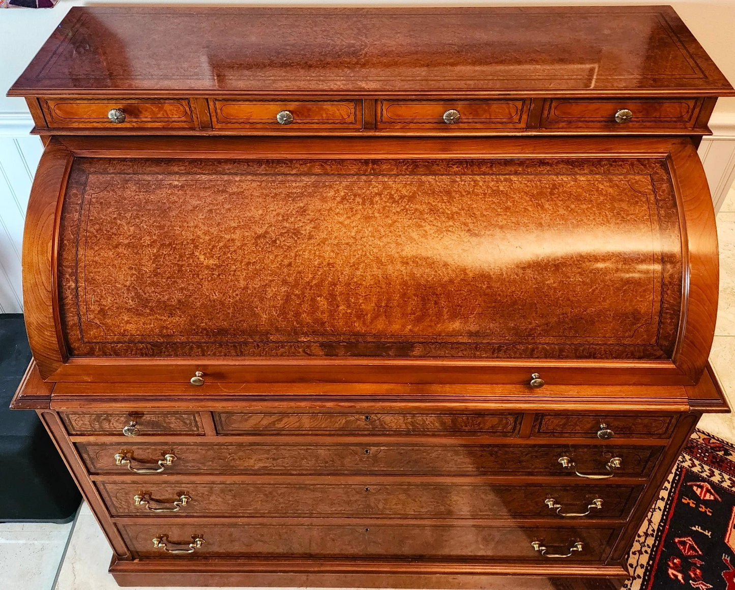 Antique Georgian Burlwood Roll Top Desk