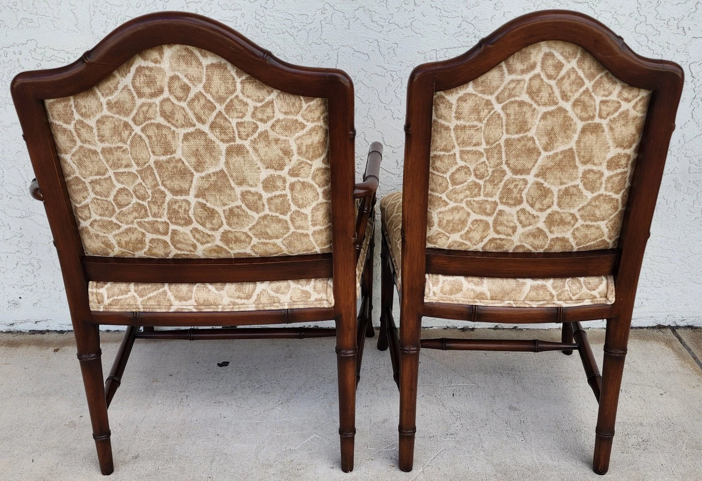 Vintage Chinese Chippendale Dining Chairs Bamboo Set of 8