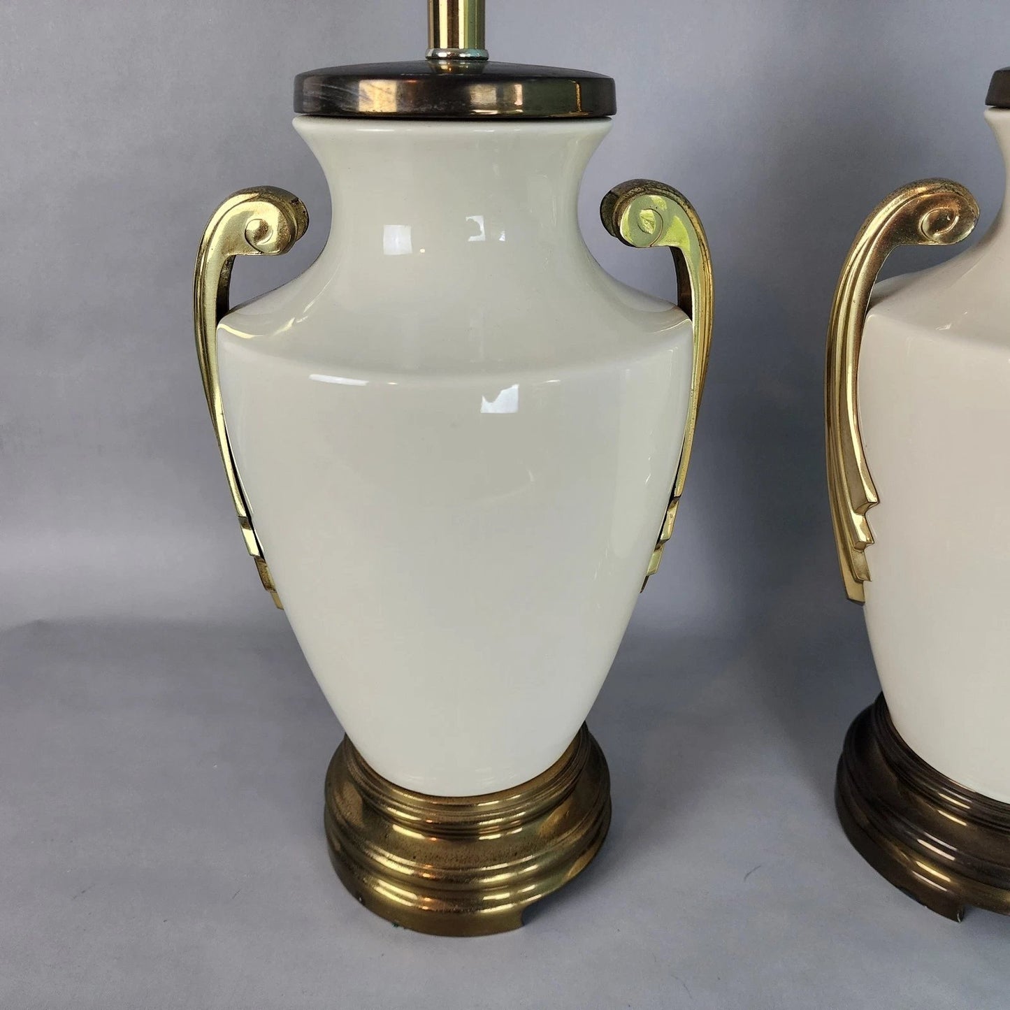Vintage Art Deco Table Lamps Ceramic Brass A Pair