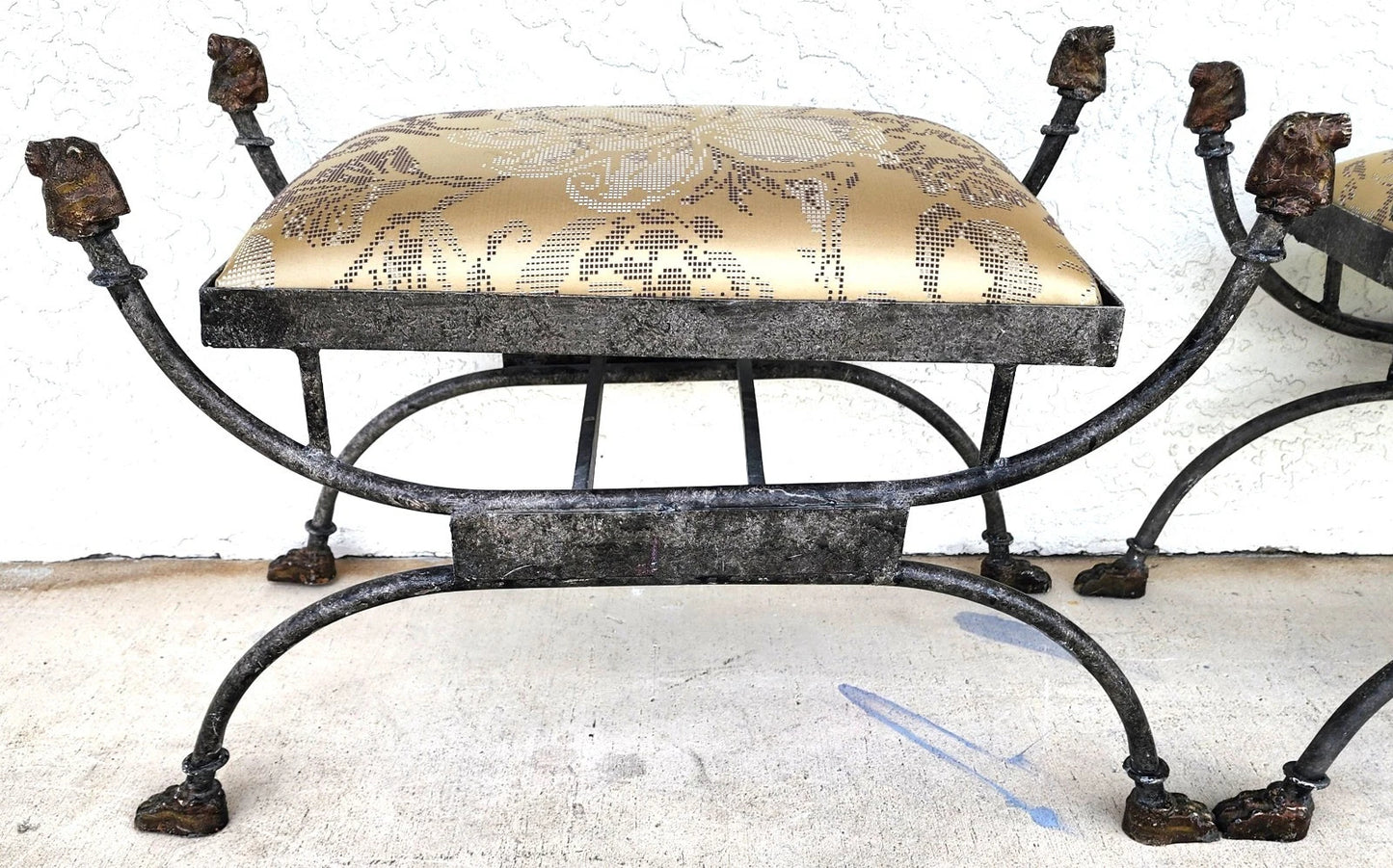 Curule Bench Footstool with Lion Motif