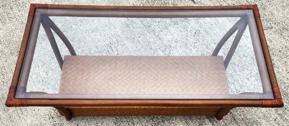 Vintage French Bamboo Wicker Coffee Table