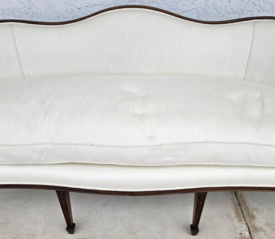 Antique Mahogany Serpentine Hepplewhite Style Sofa