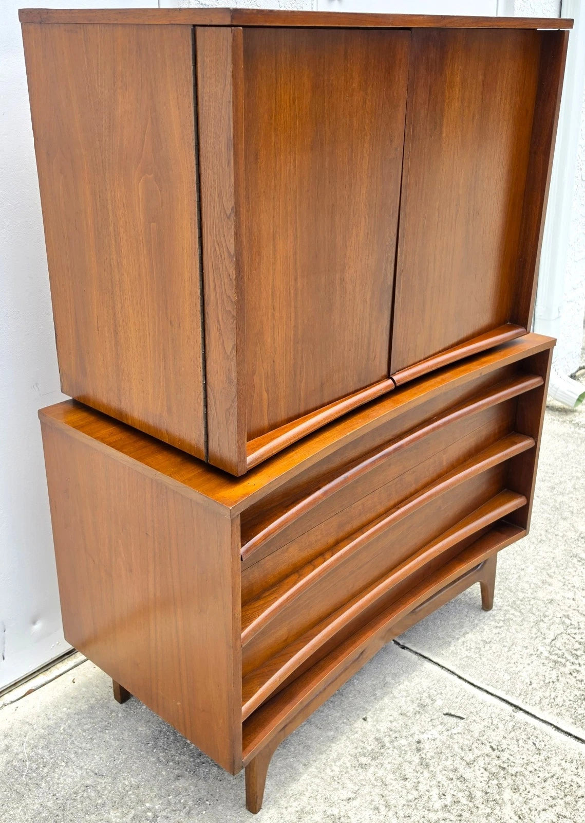 Mid-Century Walnut Highboy Dresser by Young Manufacturing Co. MCM