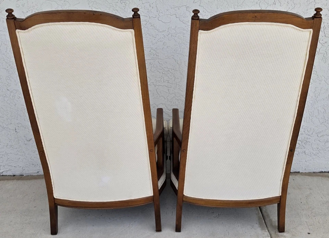 Vintage 1960s Italian Hollywood Regency High Back Lounge Armchairs Pair
