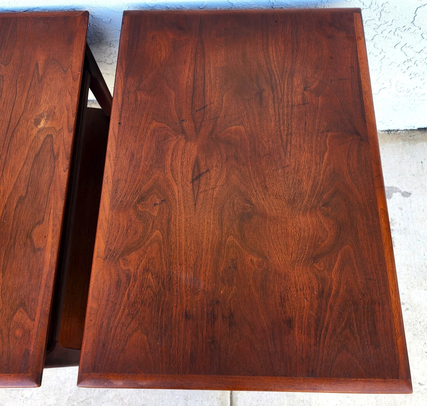 Mid Century Walnut End Tables Pair MCM