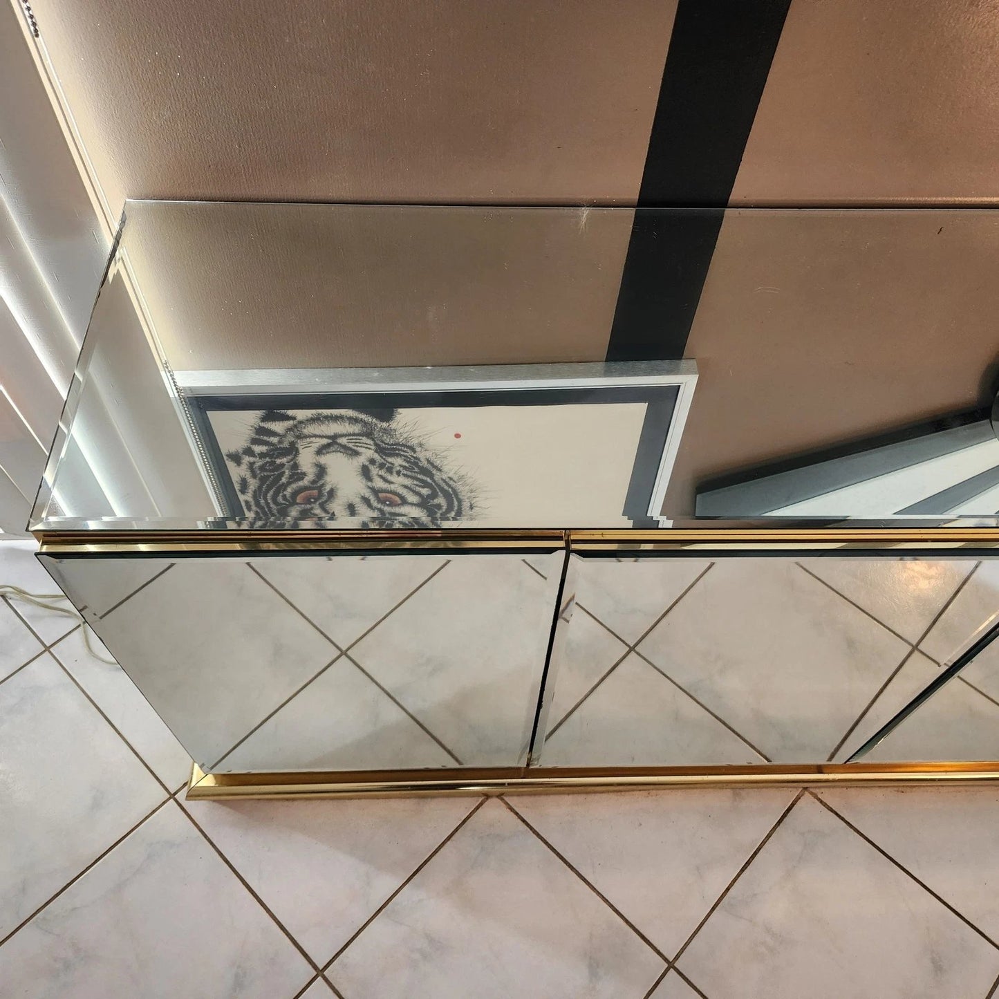 Vintage Ello Style Mirrored Buffet Sideboard