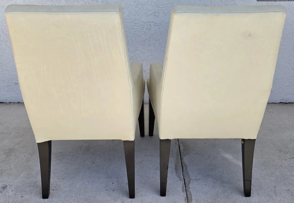 Barbara Barry for Henredon Leather Dining Accent Armchairs Set of 2