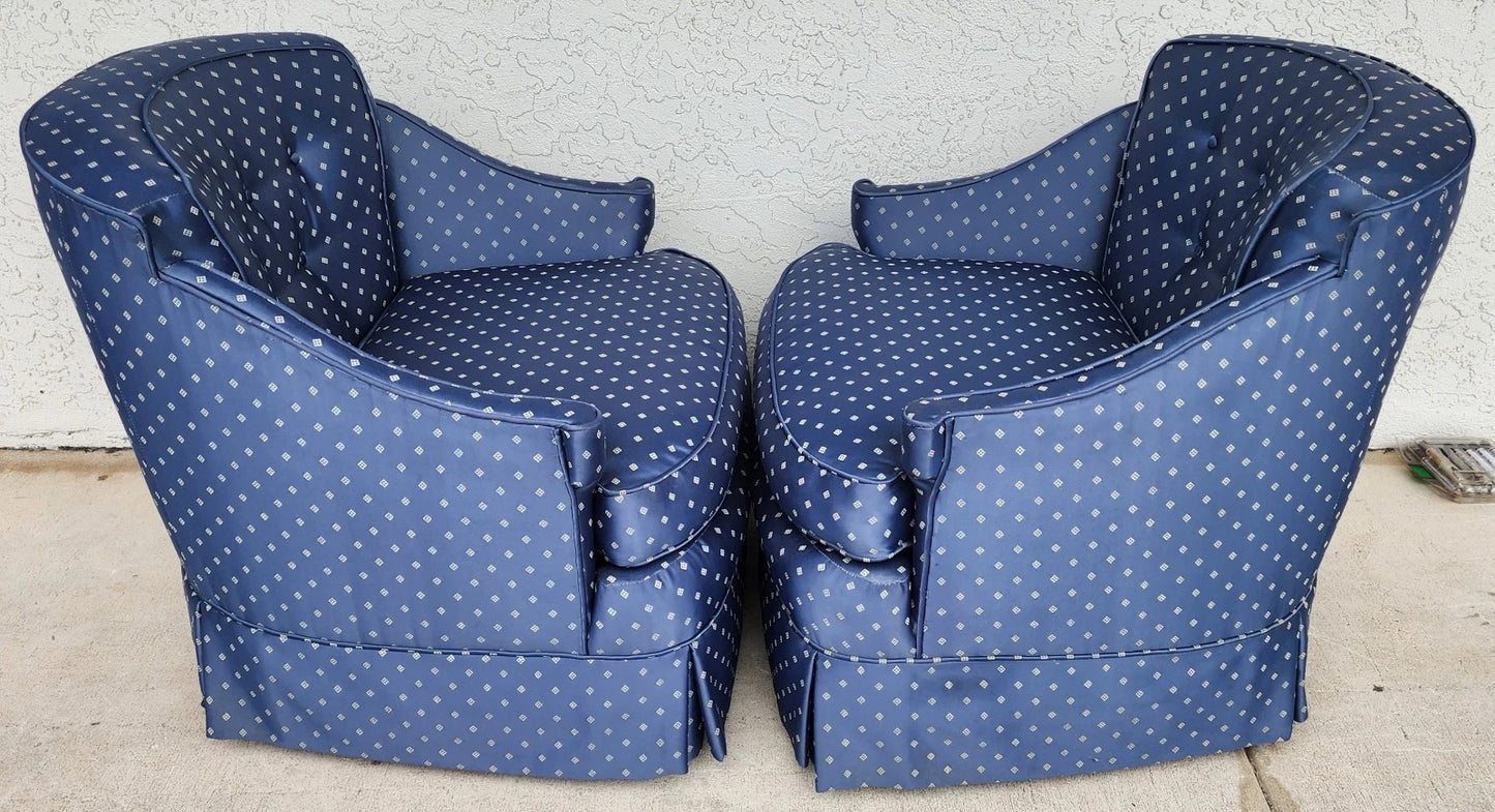 Vintage Hollywood Regency Accent Slipper Chairs Pair