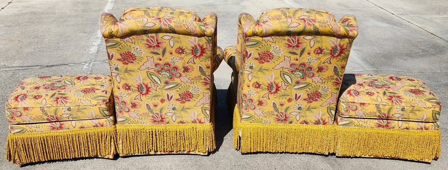 Taylor King Wingback Lounge Chairs & Ottomans Pair