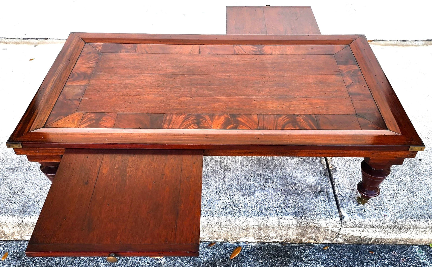 MCM Vintage Wood Inlay Extendable Coffee Table Rolling