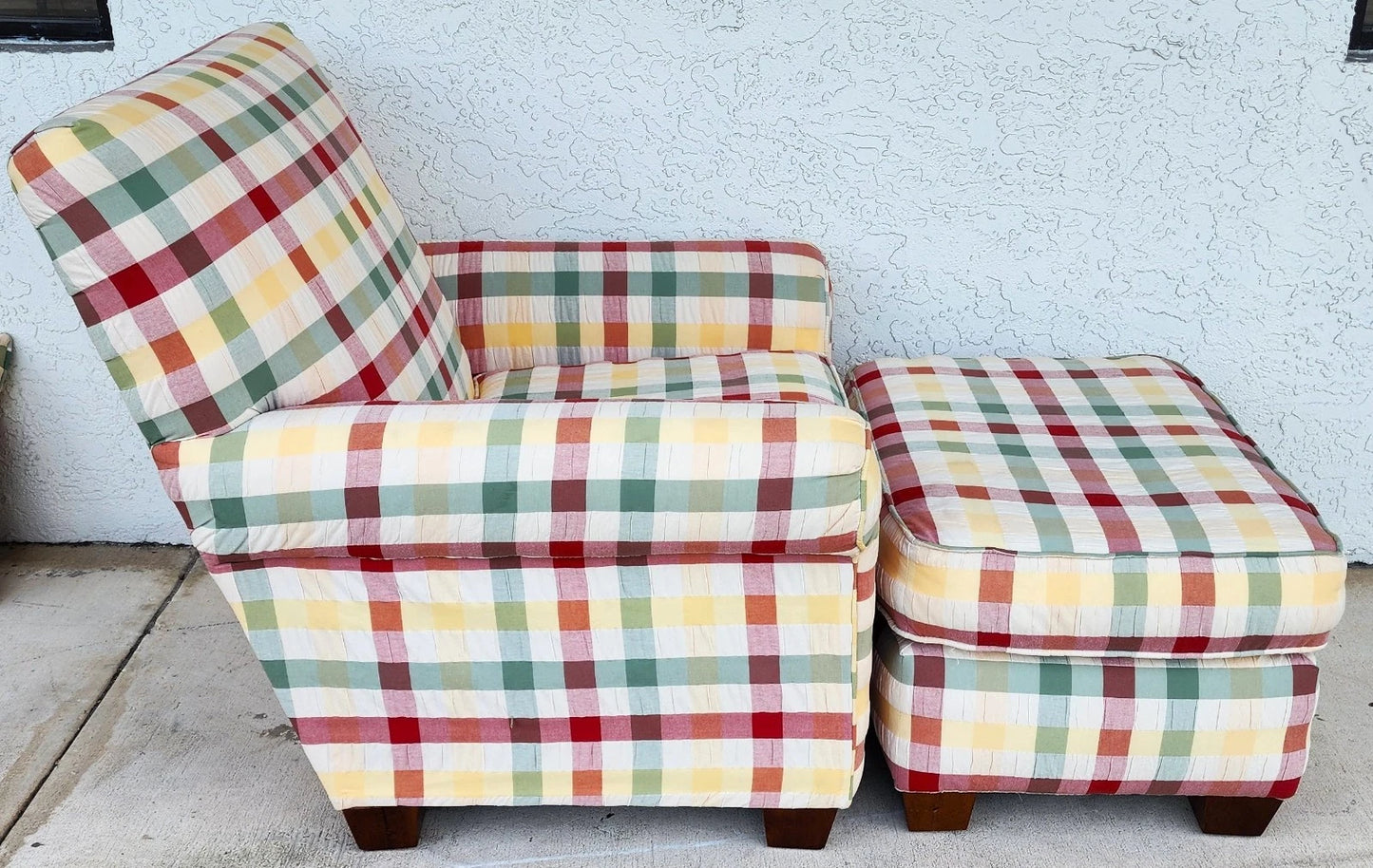 English Country Club Chair & Ottoman Shabby Chic