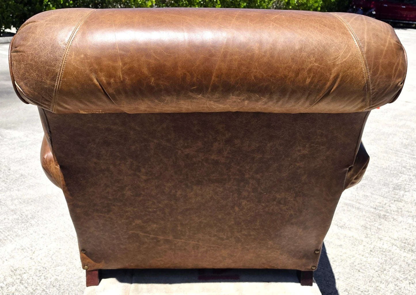 Vintage Barcalounger Saddle Leather Recliner with Continuous Lumbar Support