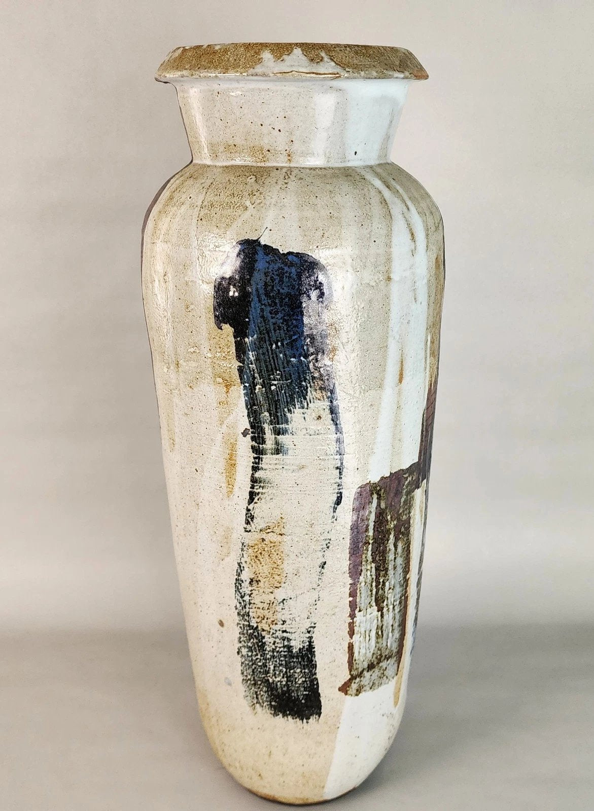 MCM Signed Ceramic Studio Pottery Vase Large 23"