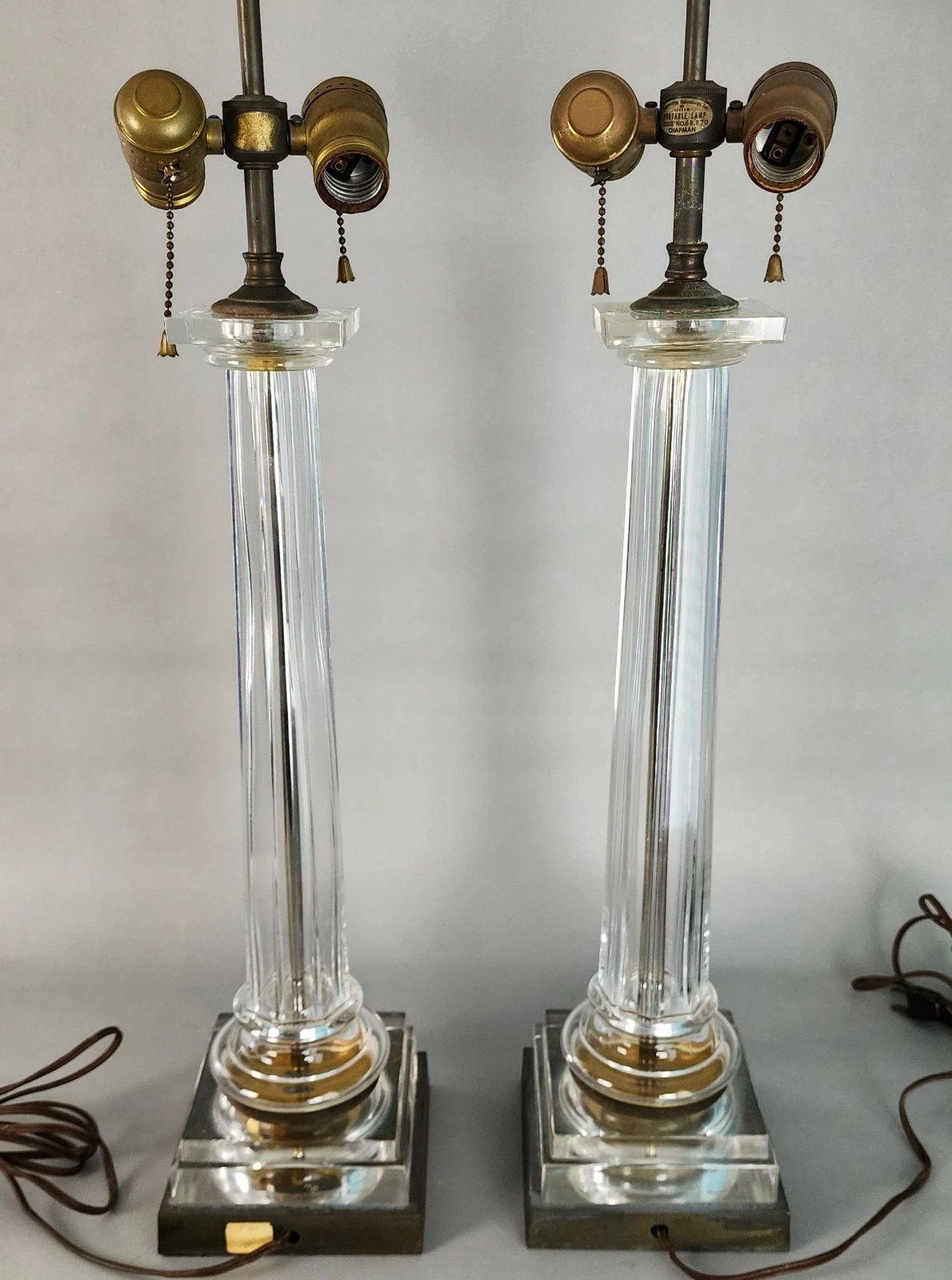 Chapman Italian Column Table Lamps Neoclassical 1970s Pair