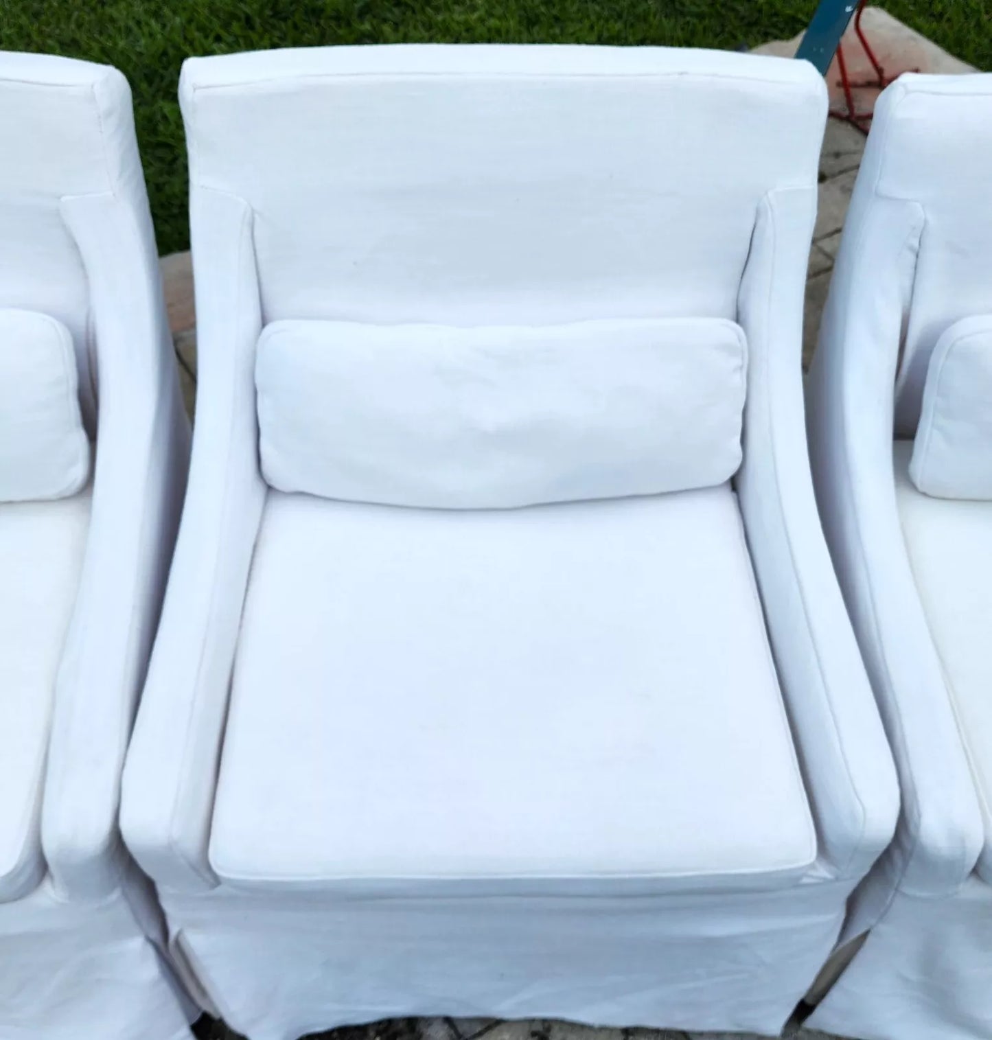 Restoration Hardware Low Belgian Slope Arm Slipcovered Dining Side Chairs RH