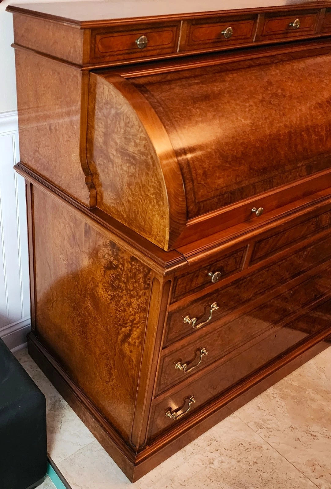 Antique Georgian Burlwood Roll Top Desk