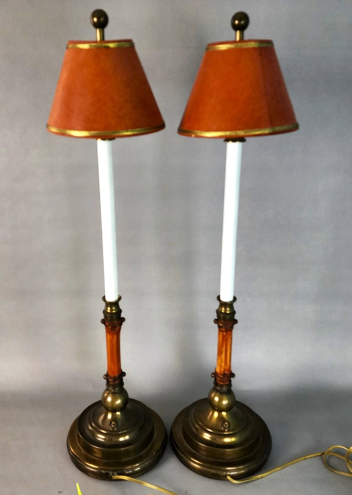 Hart & Associates Table Lamps Brass & Bamboo Vintage Pair