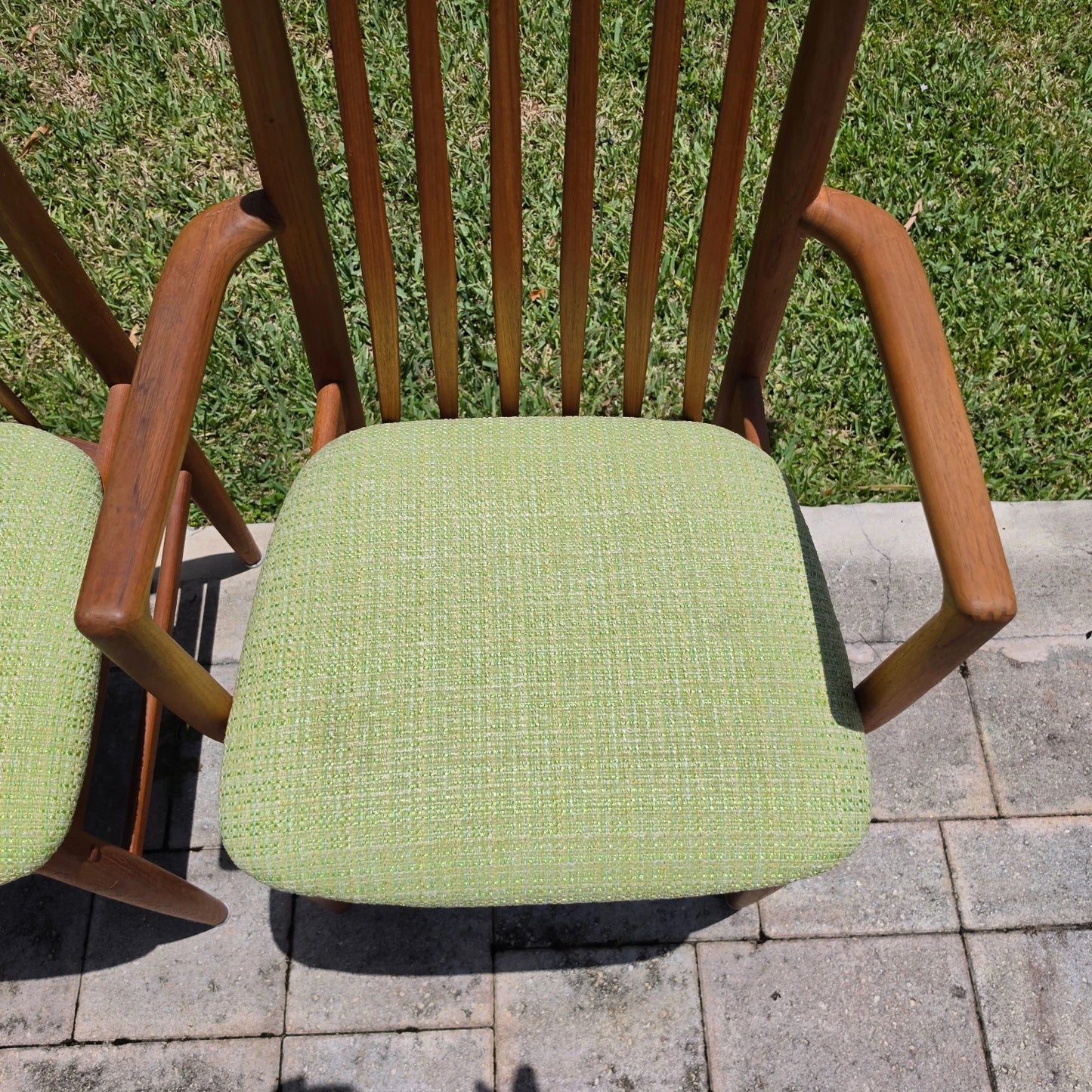 Vintage 1970s Benny Linden Solid Teak Sculptural Dining Chairs Set of 4