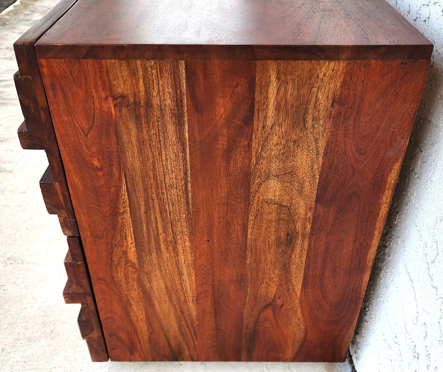 MCM Solid Exotic Wood Nightstands Rustic Brutalist Pair