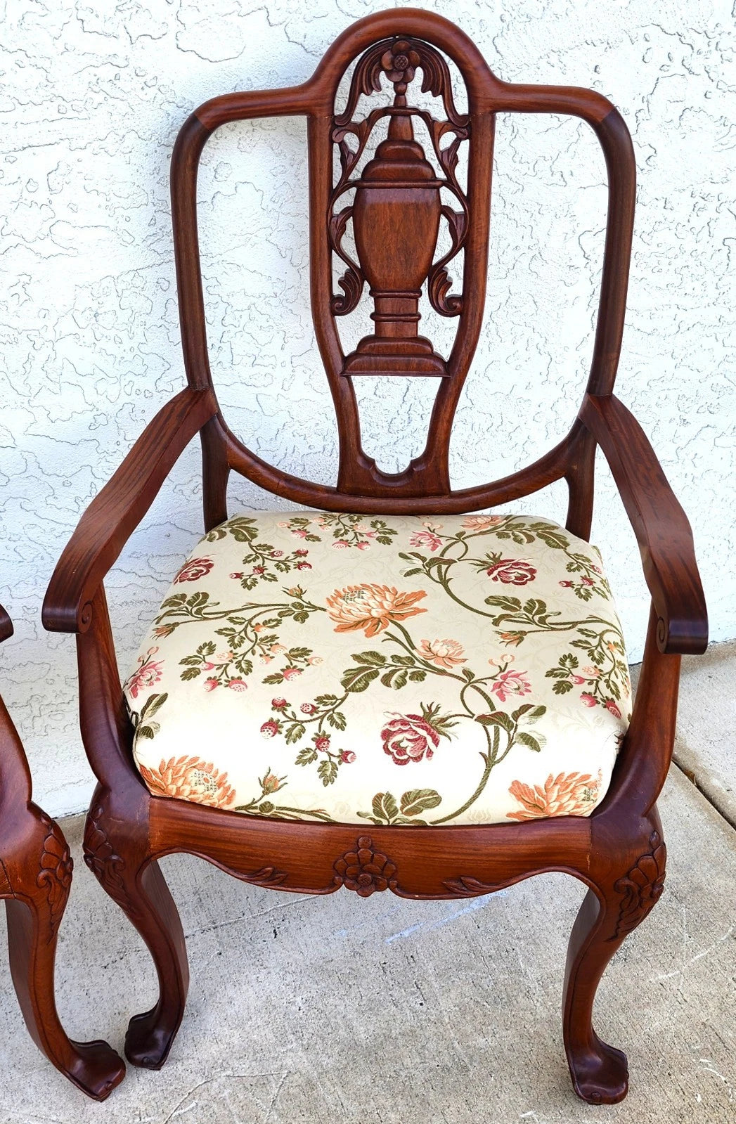George Zee & Co Hand Carved Rosewood Armchairs A Pair