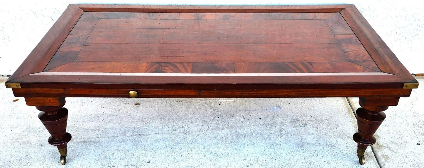 MCM Vintage Wood Inlay Extendable Coffee Table Rolling