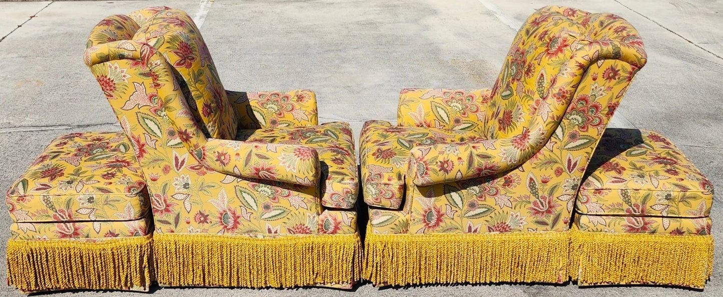 Taylor King Wingback Lounge Chairs & Ottomans Pair