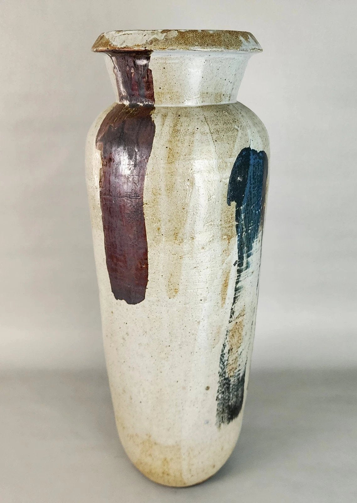 MCM Signed Ceramic Studio Pottery Vase Large 23"