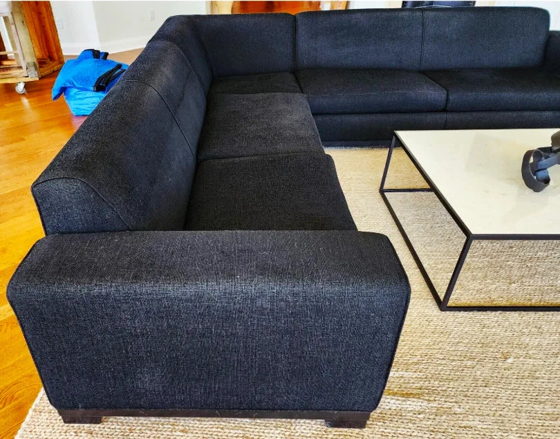 Thayer Coggin MCM Black Linen Sectional Sofa