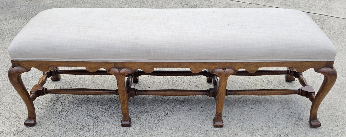 Jerry Pair Queen Anne Linen Walnut Califia Bench