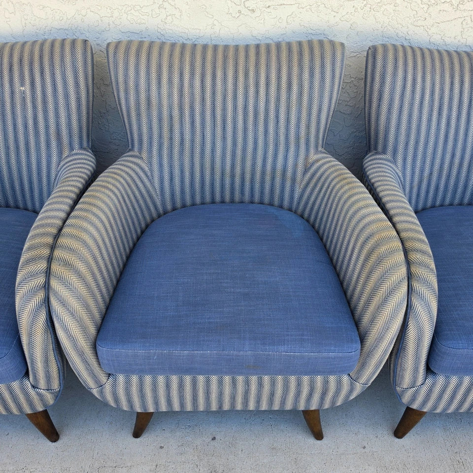 1950s MCM Edward Wormley Gio Ponti Style Armchairs Set of 4